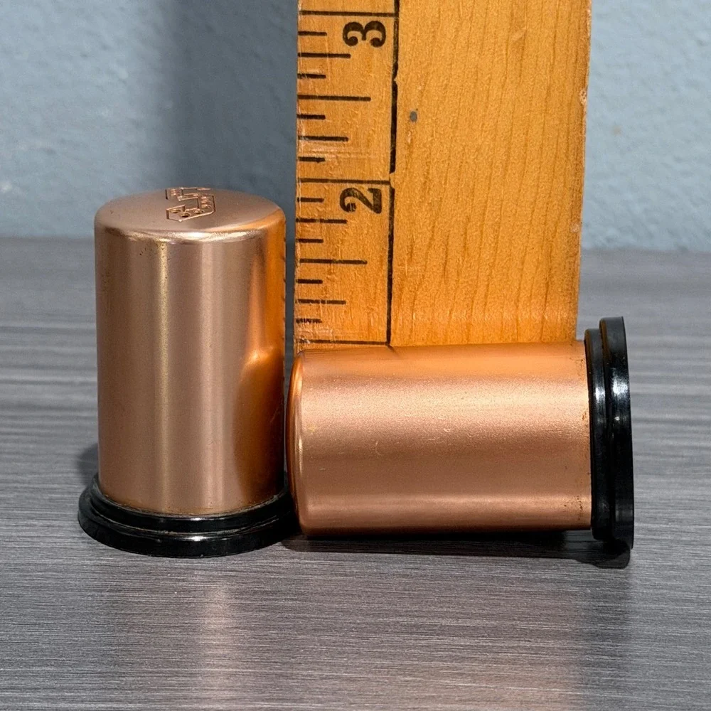 Vintage Copper Tone Salt and Pepper Shakers Set Made in USA Mid Century Modern
